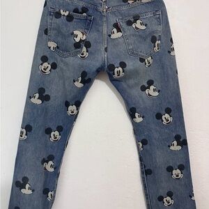 Levi's Blue Denim Skinny Jeans with Mickey Mouse Print